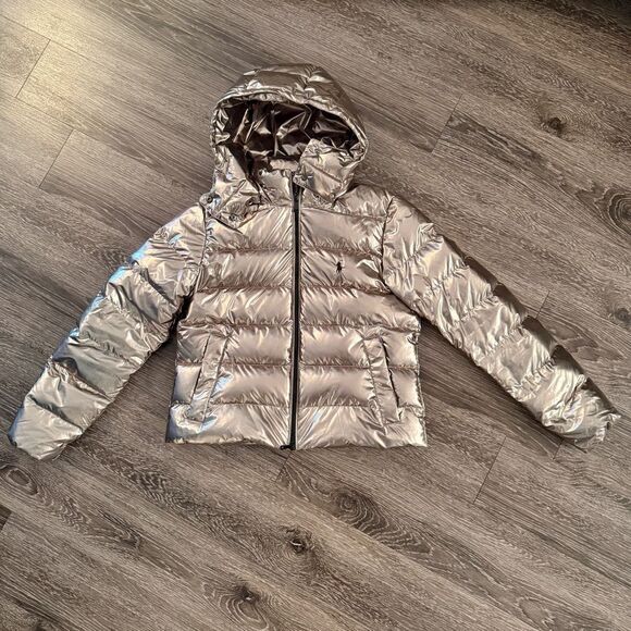 Polo Ralph Lauren Gold Metallic Down Jacket - Picture 1 of 13